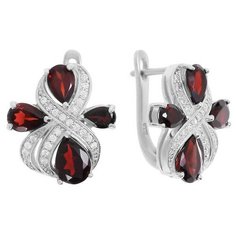 Balex Серьги 2405937251 из серебра 925 пробы с гранатом природным и фианитом