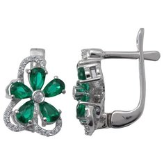 Balex Серьги 2410931533 из серебра 925 пробы с изумрудом синтетическим и фианитом