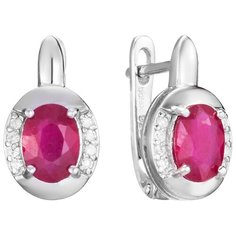 Balex Серьги 2405937785 из серебра 925 пробы с рубином корундом и фианитом