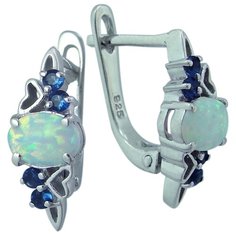 Balex Серьги 2405937664 из серебра 925 пробы с опалом и сапфиром синтетическим