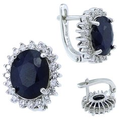 Balex Серьги 2405935873 из серебра 925 пробы с сапфиром корундом природным и фианитом