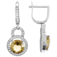 Balex Серьги 2405935816 из серебра 925 пробы с кварцем Лимонным и фианитом