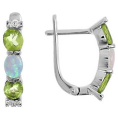 Balex Серьги 2405937252 из серебра 925 пробы с хризолитом природным, опалом и фианитом
