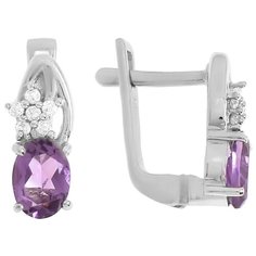Balex Серьги 2410931525 из серебра 925 пробы с аметистом природным и фианитом