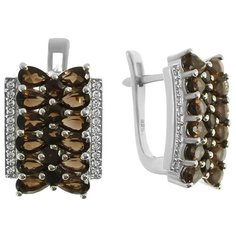 Balex Серьги 2410931466 из серебра 925 пробы с раухтопазом природным и фианитом