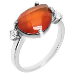 Balex Кольцо 1429930054 из серебра 925 пробы с сердоликом природным и топазом, размер 17.5