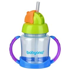 Поильник с трубочкой BabyOno 209, 180 мл синий/зеленый