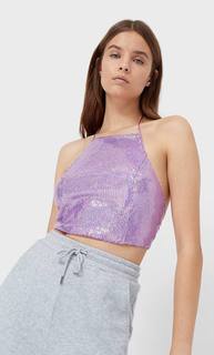 Stradivarius Топ С Пайетками Женская Коллекция Multicolor M