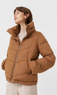 Stradivarius Стеганая Куртка С Высоким Воротником Женская Коллекция Жженый Xs