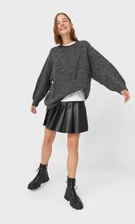 Stradivarius Свитер Оверсайз С Круглым Вырезом Женская Коллекция Черный Xs