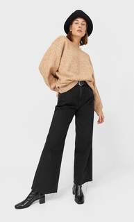 Stradivarius Свитер Оверсайз С Круглым Вырезом Женская Коллекция Бежевый Xs