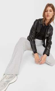 Stradivarius Трикотажные Брюки Прямого Кроя Женская Коллекция Пестро-Серый Xs