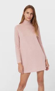 Stradivarius Короткое Платье Из Мягкой Ткани Женская Коллекция Приглушенно-Розовый Xl