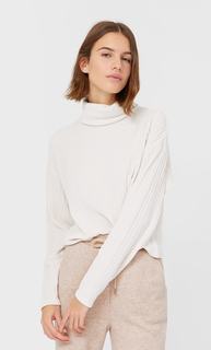 Stradivarius Свитер Из Синели С Высоким Горлом Женская Коллекция Ванильный M