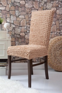 Чехлы на стулья без оборки Venera "Chair", цвет: бежевый, комплект 6 штук