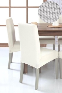 Чехол на стул без оборки Venera Comb chair cover, белый, 1 предмет