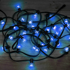 Гирлянда LED Galaxy Bulb String 10м, черный КАУЧУК, 30 ламп*6 LED СИНИЕ, влагостойкая IP65 Neon Night