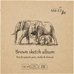 Альбом SM-LT Layflat Brown 14х14 см 32 л 135 г, серая бумага Smiltainis