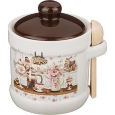Сахарница AGNESS, Coffee, 300 мл, с ложкой