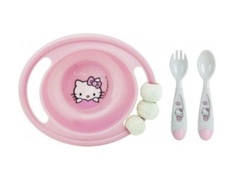 Набор из 3-х предметов Hello Kitty миска + ложка + вилка