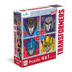 Пазл 4 в 1 Transformers. Портреты главных героев + наклейки Origami