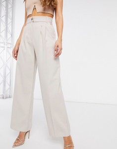 Плиссированные широкие брюки серого цвета River Island-Серый