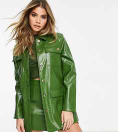 Зеленая куртка на пуговицах из искусственной кожи под крокодила Fila-Зеленый