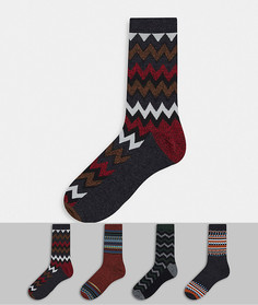 Набор из 4 пар носков с разноцветными полосками Jack & Jones-Многоцветный
