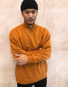 Оранжевый oversized-свитшот с короткой молнией ASOS DESIGN-Светло-коричневый