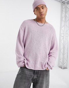 Сиреневый трикотажный oversized-джемпер из фактурой пряжи ASOS DESIGN-Фиолетовый