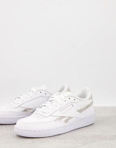 Белые кроссовки с переливающимся змеиным принтом Reebok Club C 85-Белый