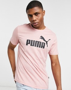 Футболка пастельно-розового цвета с логотипом на груди Puma Essentials-Розовый цвет