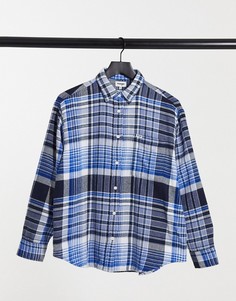 Фланелевая oversized-рубашка синего цвета в клетку Wrangler-Голубой