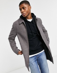 Светло-бежевое пальто в клетку с добавлением шерсти ASOS DESIGN-Кремовый