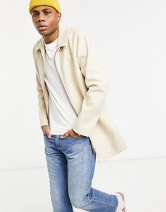 Пальто с добавлением шерсти цвета экрю ASOS DESIGN-Кремовый