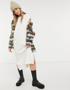 Белое платье миди с карманами из мягкого материала ASOS DESIGN-Белый