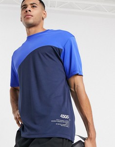 Спортивная футболка с контрастной вставкой ASOS 4505-Голубой
