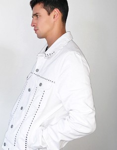 Белая джинсовая куртка классического кроя с кнопками ASOS DESIGN-Белый