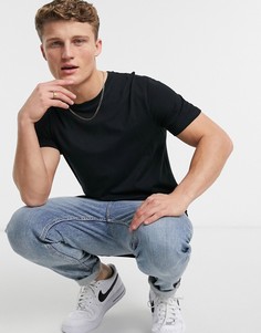 Удлиненная черная футболка New Look-Черный цвет