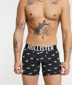 Черные боксеры с узором Hollister-Черный цвет