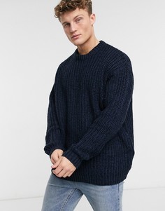 Темно-синий вязаный oversized-джемпер в рубчик ASOS DESIGN