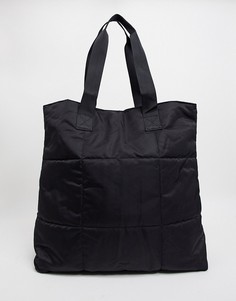 Черная стеганая сумка-тоут из нейлона в стиле oversized ASOS DESIGN-Черный цвет