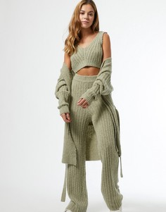 Шалфейно-зеленые вязаные брюки Miss Selfridge-Зеленый