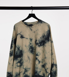 Бежевый oversized-свитшот с принтом тай-дай ASOS DESIGN Curve
