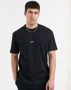 Черная футболка с фирменным логотипом Topman-Черный
