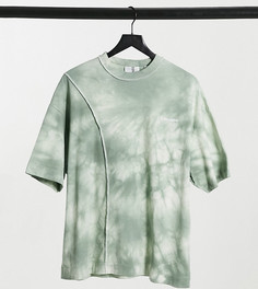 Футболка в стиле oversized с принтом тай-дай и декоративным швом COLLUSION Unisex-Зеленый