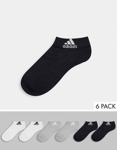 Набор из шести пар носков до щиколотки с логотипом в черном, сером и белом цвете adidas-Черный цвет