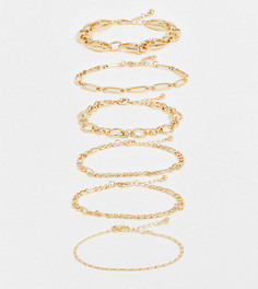 Набор из шести золотистых браслетов-цепочек с разным дизайном ASOS DESIGN Curve-Золотистый