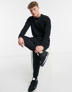 Черный джемпер с контрастным карманом Burton Menswear-Черный цвет