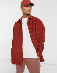 Рыжая вельветовая oversized рубашка ASOS DESIGN-Оранжевый
